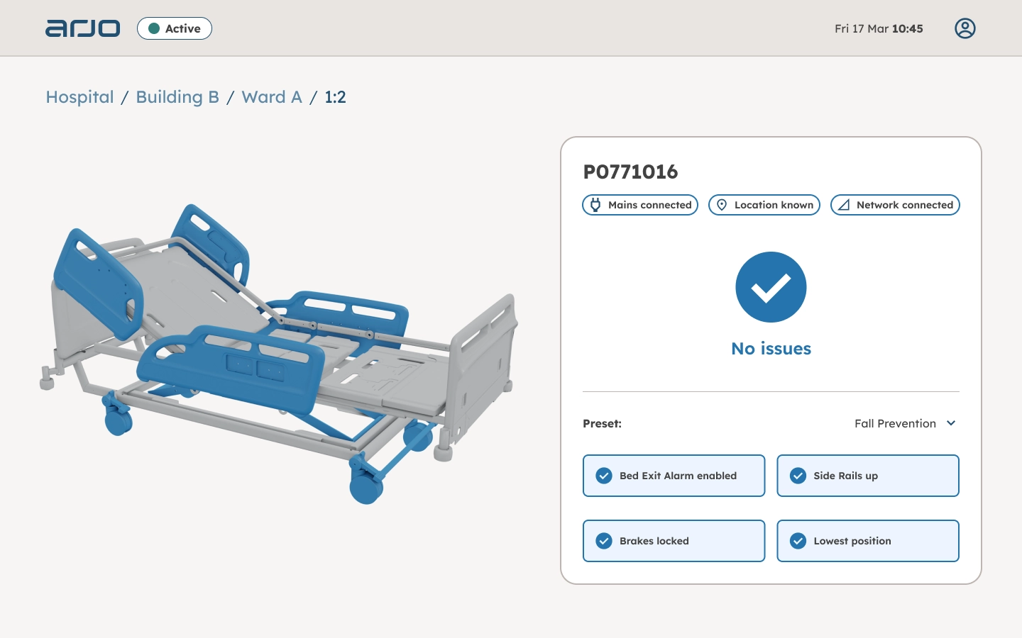 Arjo Cumulus bed monitoring detail